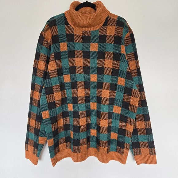 Studio Park Sweater Plaid‎ Mens 2X Coastal Eclecric Gradpa Cozy Soft Fisherman - Picture 3 of 12